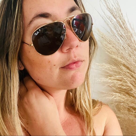 RAY BAN Gold Metal Brown Smoke Lenses Classic Aviators Sunglasses Sunnies Unisex